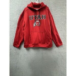 Utah University Hoodie Jacket Mens XL Red Pulliver Embroidered Logo